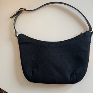 Gucci shoulder bag Black with graphite leather strap and trim